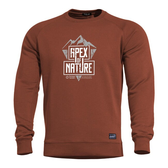 Pentagon Apex of Nature herren-Sweatshirt ohne Kapuze, weinrot
