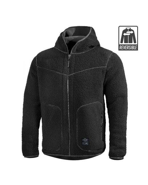 Pentagon Herren- beidseitig Fleece- Jacke Ianos Sherpa, schwarz/grau