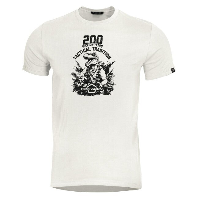 Pentagon Herren-T-Shirt Kurzarm T-Rex, weiß