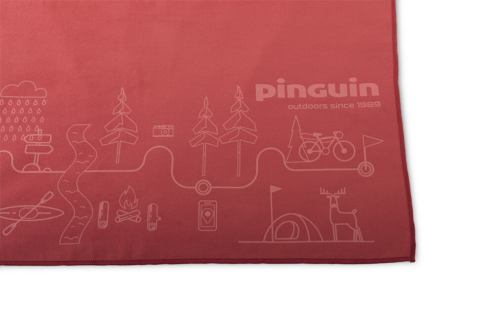 Pinguin Micro Handtuch Karte 40 x 80 cm rot