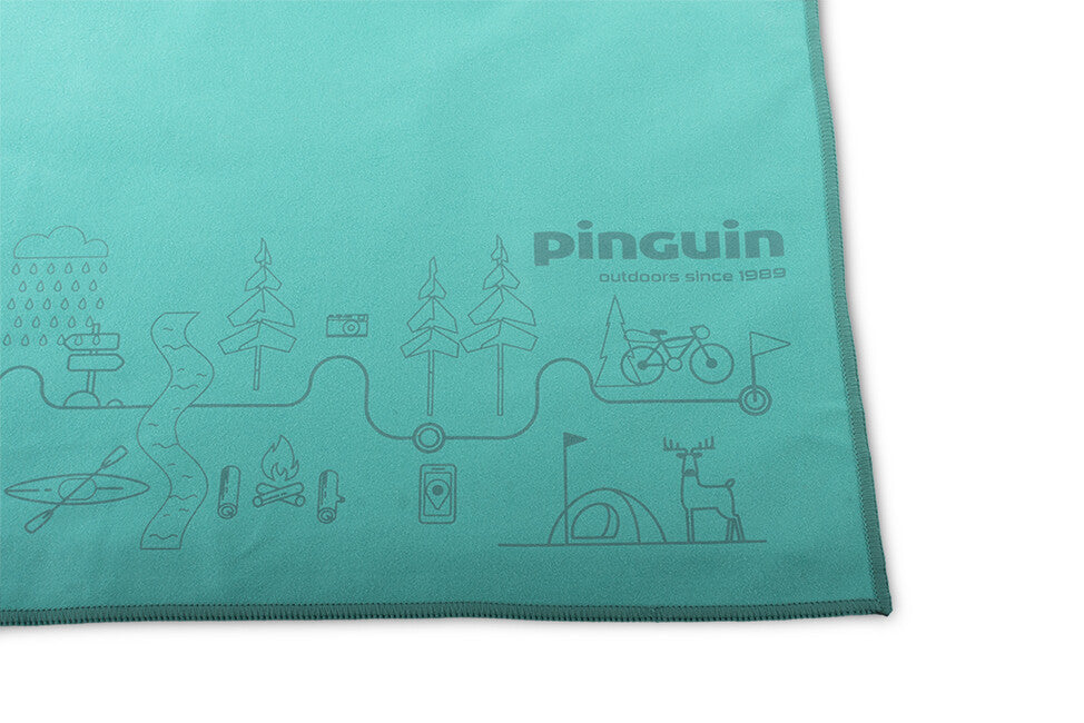Pinguin Micro Handtuch Karte 75 x 150 cm, petrol