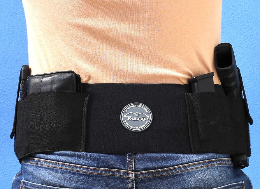 Falco B101 elastischer gürtel zum verdeckten tragen, schwarz, für linkshänder