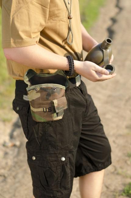 Mil-Tec US Feldflasche 1l mit ALU Schale woodland pattern