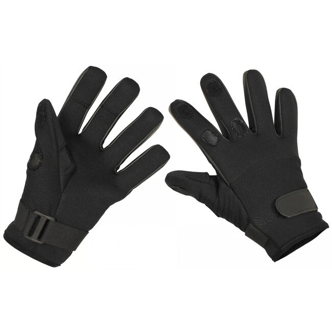 MFH Neopren Mesh handschuhe, schwarz