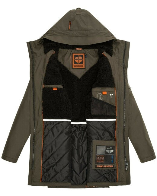 Stone Harbour Ragaan herren Winterjacke mit Kapuze, anthrazit