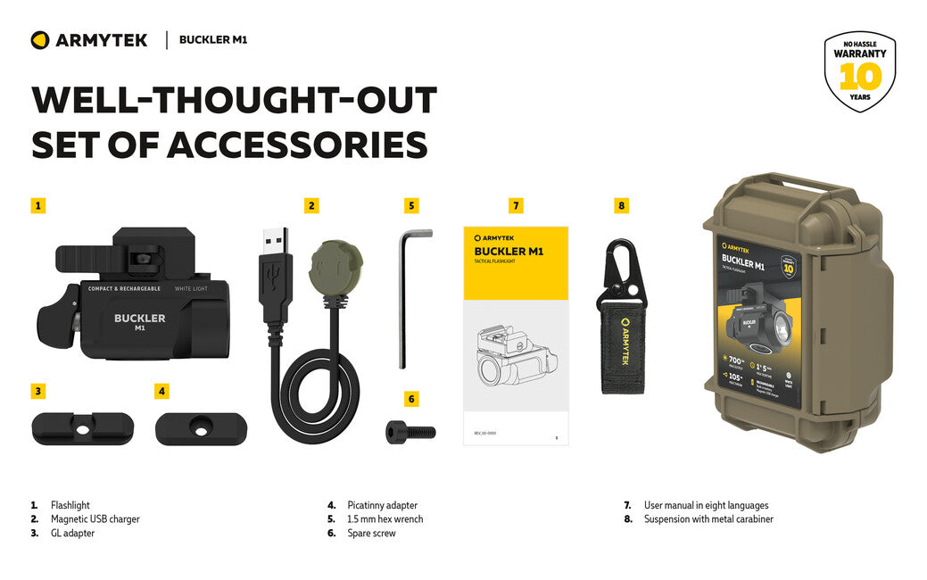 Armytek Buckler M1 waffenlampe 700lm kompakte wiederaufladbare