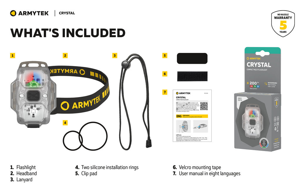 ArmyTek Crystal Grey Transparent Portable LED Flashlight 07102G