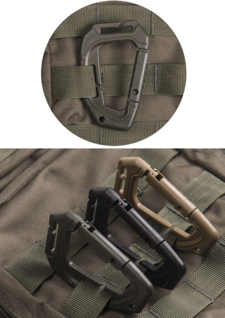 Mil-Tec taktischer MOLLE-Kunststoffkarabiner oliv 2 Stück