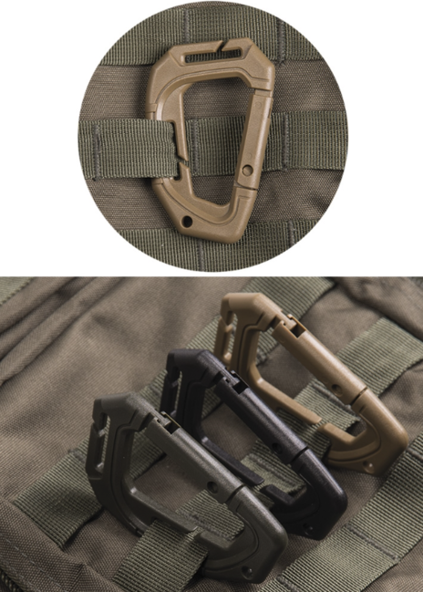Mil-Tec taktischer MOLLE-Kunststoffkarabiner coyote 2 Stück