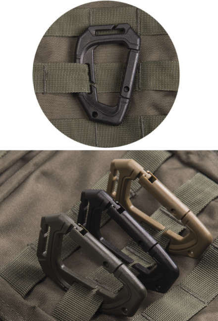 Mil-Tec taktischer MOLLE-Kunststoffkarabiner 2 Stück, schwarz