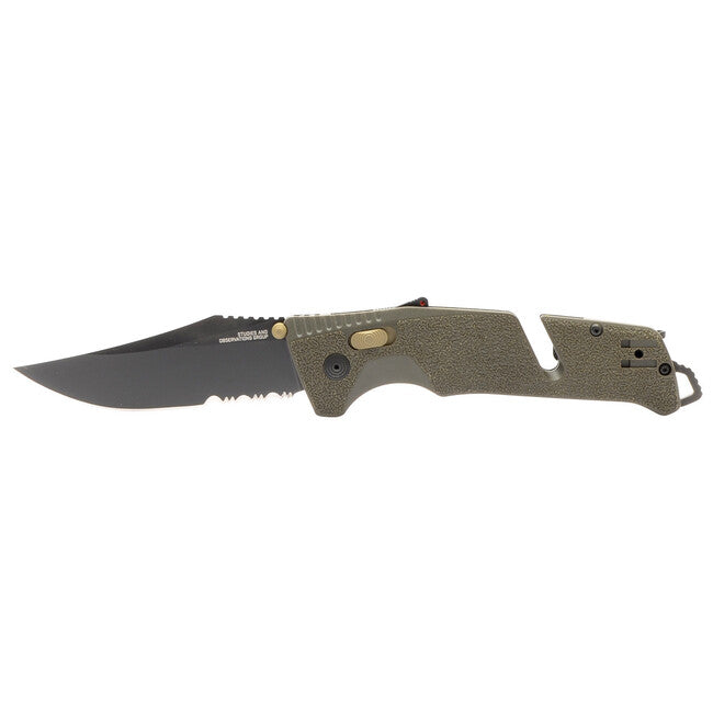 SOG Trident AT closing messer - Olive Drab - teilweise gezahnt