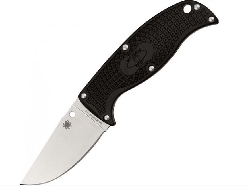Spyderco Enuff Lightweight 7cm messer mit feststehender klinge schwarz frn scheide