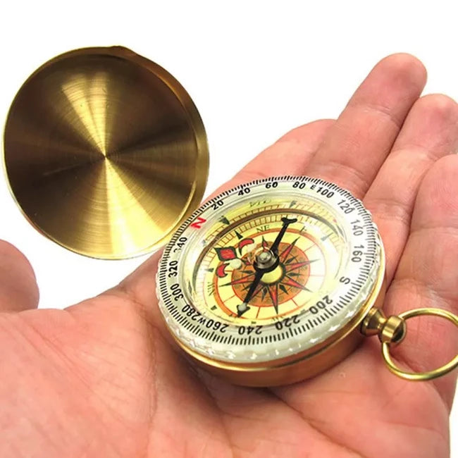 DRAGOWA Tactical Luma Pocket Brass Compass with Luminescence, Gold