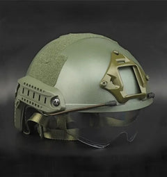DRAGOWA Tactical Fast MH taktischer Helm mit Brille Charger, oliv (ohne Zertifizierung)