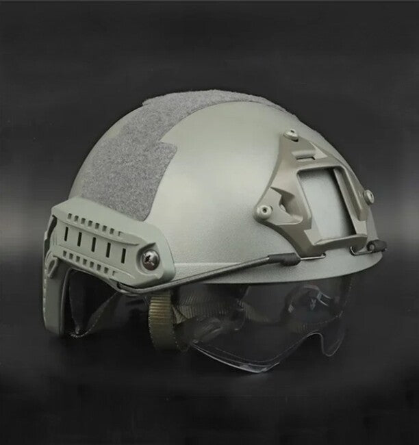 DRAGOWA Tactical Fast MH taktischer Helm mit Brille Charger, grau (ohne Zertifizierung)