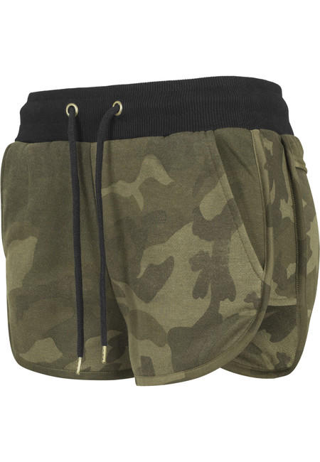 Urban Classics dámske maskáčové kraťasy, olive camo