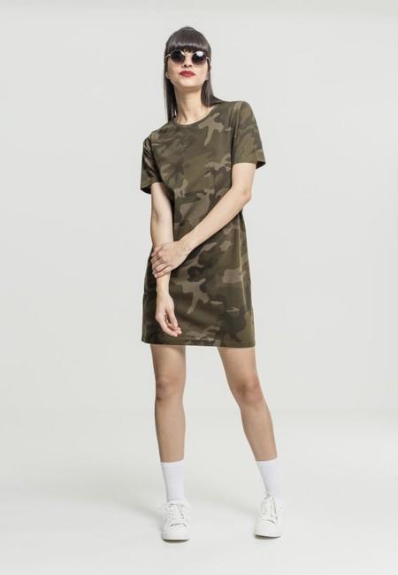 Urban Classics dámske maskáčové šaty, olive camo