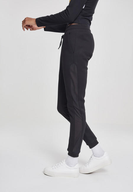 Urban Classics dámske tepláky Tech Mesh Side Stripe, čierne