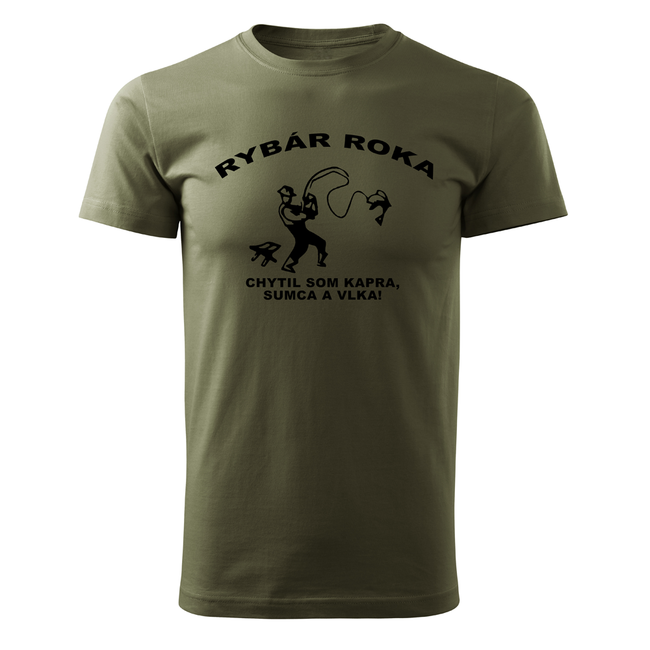 DRAGOWA Kurzarmshirt Fischer des Jahres, oliv 160 g/m2