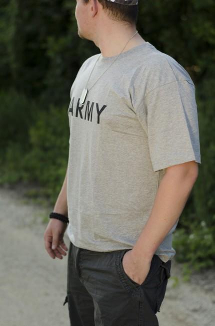 MFH T-shirt mit Aufschrift Army, grau, 160g/m2