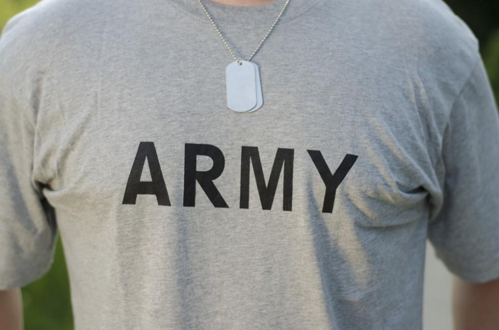 MFH T-shirt mit Aufschrift Army, grau, 160g/m2
