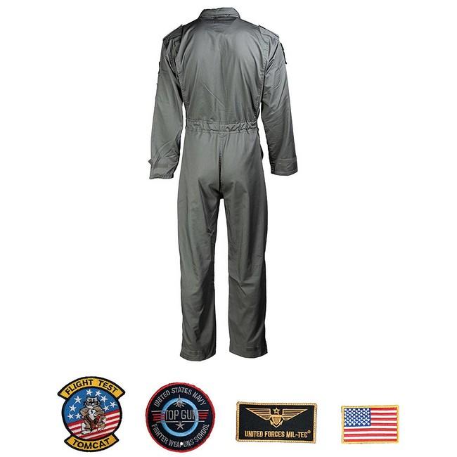 Mil-Tec Flight Pilot-kinderoverall mit Patches, oliv