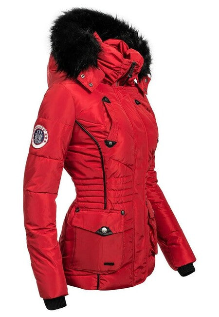 Marikoo VANILLA damen-winterjacke mit kapuze, rot