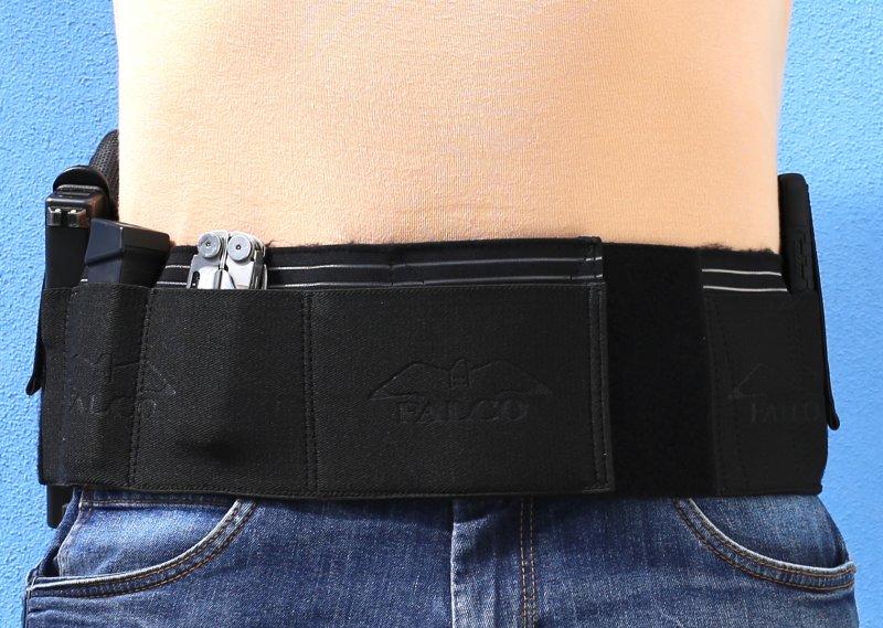 Falco B102 halb atmungsaktiver elastischer Gürtel für verdecktes Tragen von Waffen, schwarz