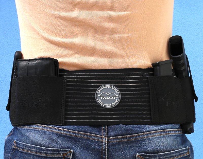 Falco B102 halb atmungsaktiver elastischer Gürtel für verdecktes Tragen von Waffen, schwarz