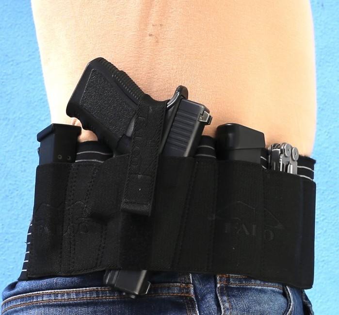 Falco B102 halb atmungsaktiver elastischer Gürtel für verdecktes Tragen von Waffen, schwarz