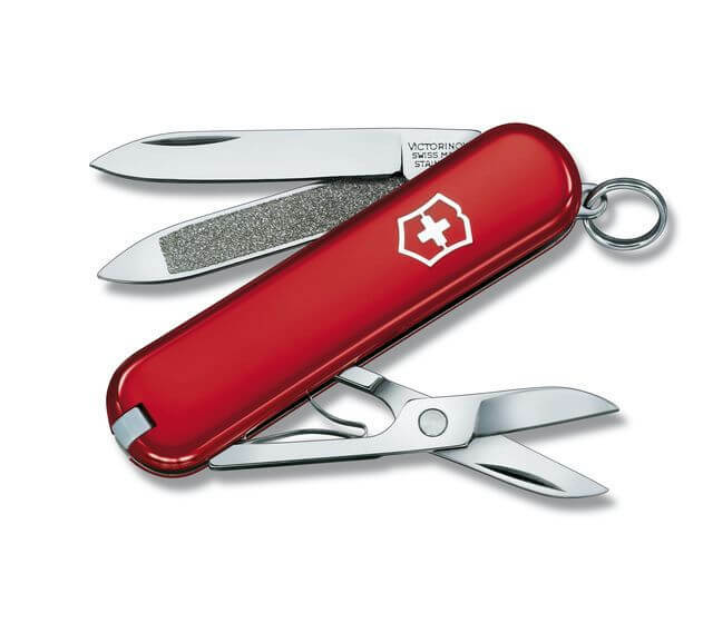 Victorinox Classic Red multifunkčný nôž 58 mm, červená, 7 funkcií, blister