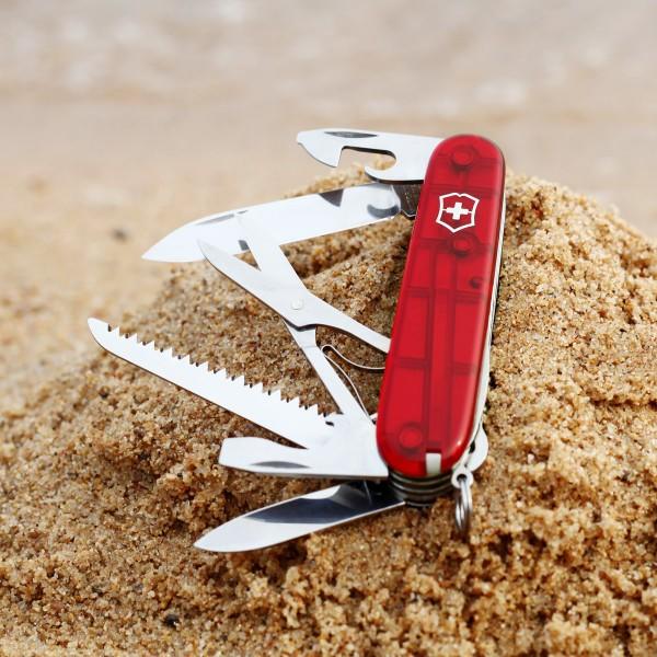 Victorinox vreckový nôž transparentný 91mm Huntsman červený