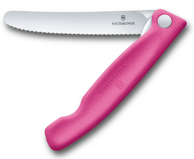 Victorinox Skladací nôž na ovocie a zeleninu- zúbkovaná čepeľ Swiss Classic, ružová