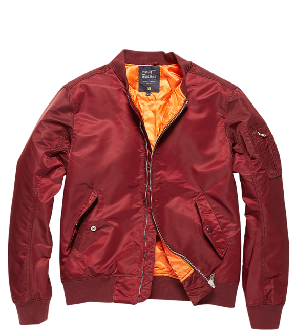 Vintage Industries Welder Bomber Übergangsjacke, bordeauxrot