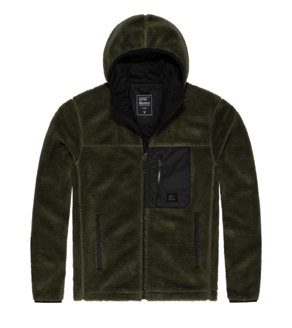 Vintage Industries Dustin gefüttertes sherpa-fleece-sweatshirt, dunkeloliv
