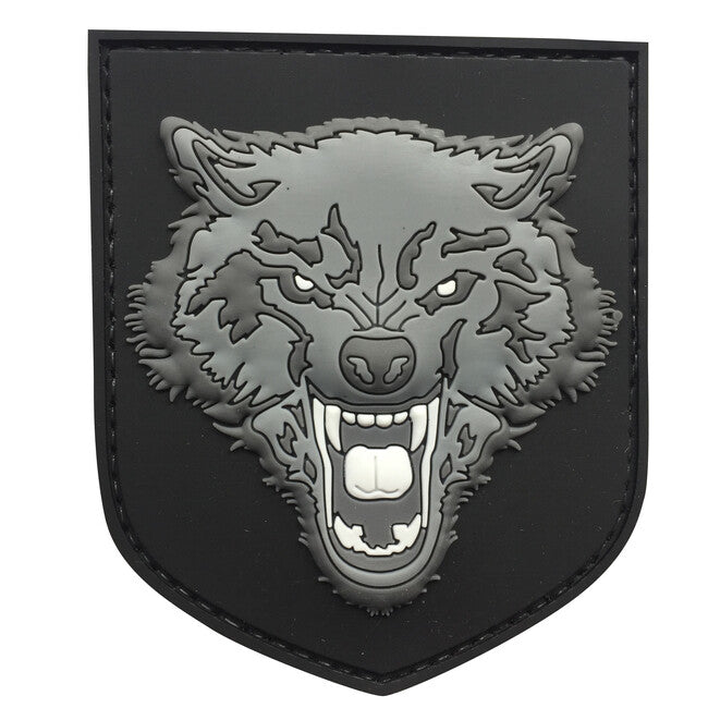 WARAGOD 3D Wolf PVC Applikation, grau