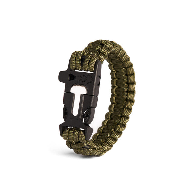 WARAGOD Bauin Paracord - Armband mit Pfeife und Feuerstahl, grün