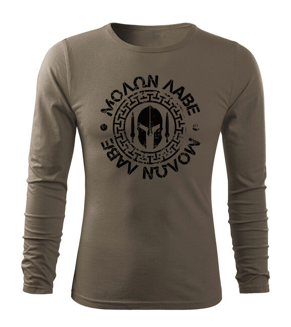 DRAGOWA Fit-T langärmliges T-shirt Molon Labe, olivgrün 160g/m2