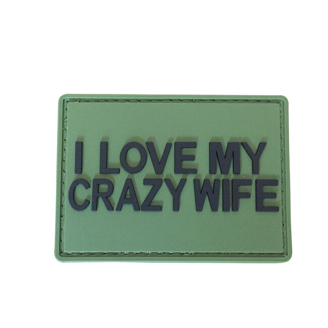 WARAGOD I love my crazy wife PVC Applikation, grün
