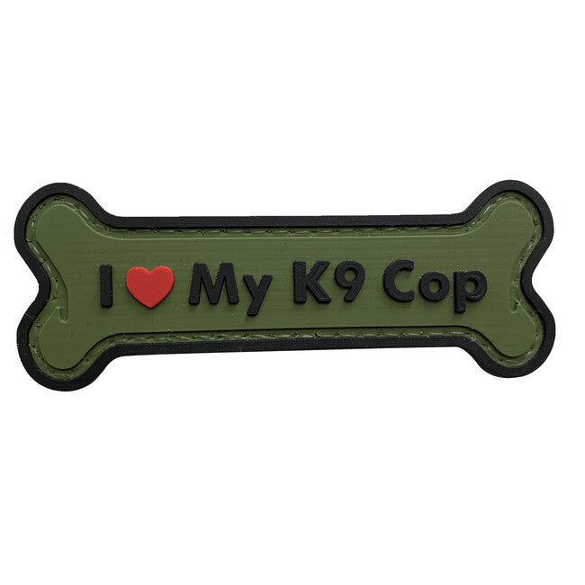 WARAGOD I love my K9 Cop pvc applikation, grün