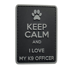 WARAGOD Keep Calm and I love my K9 PVC Applikation, schwarz grau