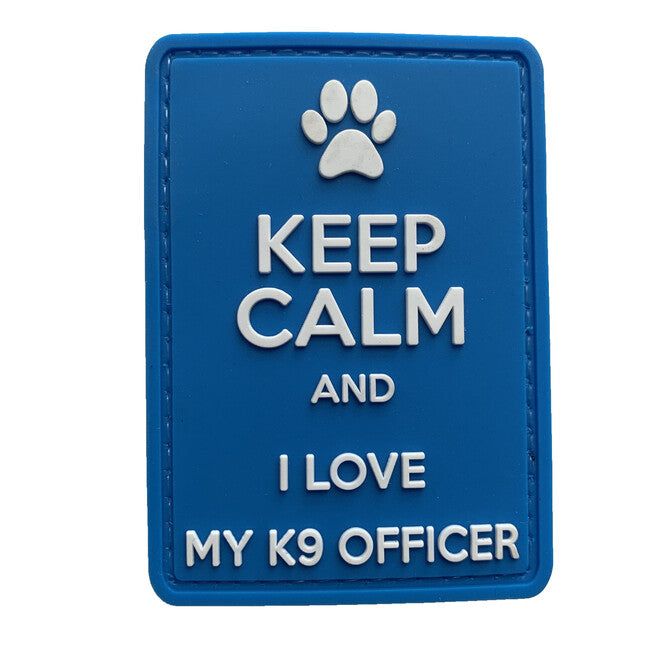 WARAGOD Keep Calm and I love my K9 PVC nášivka, modrá