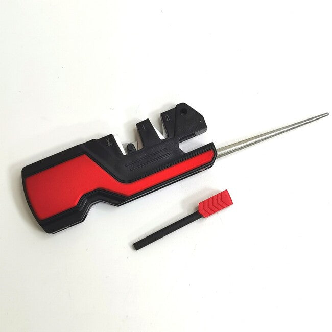 WARAGOD 6in1 Multifunktionaler Messerschärfer/Feuerstarter, rot