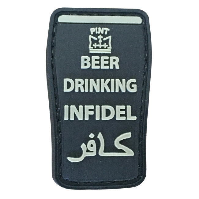WARAGOD Beer Drinking Infidel Klettabzeichen schwarz 3x5cm