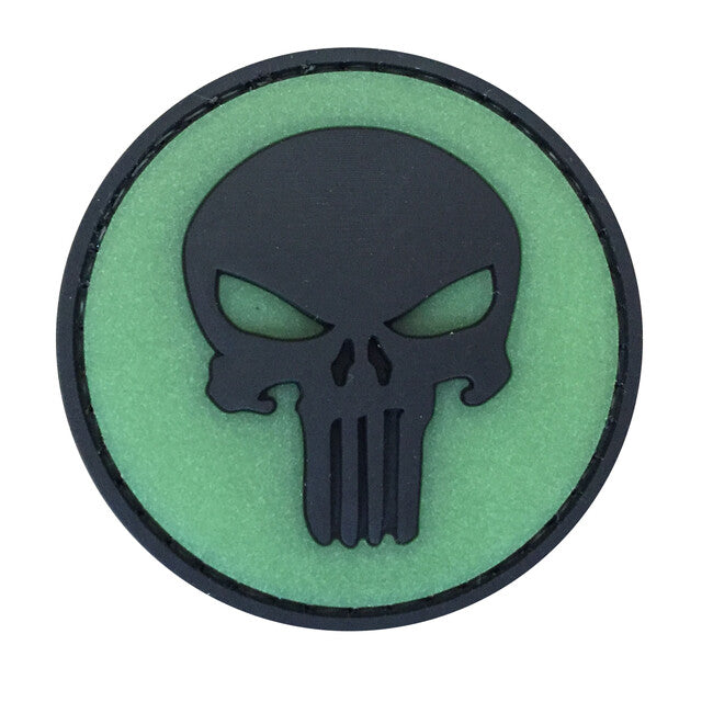 WARAGOD Round Punisher 3D Klettabzeichen background glow 5cm