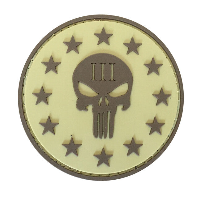 WARAGOD Round Shape of Three Percenter Punisher klettabzeichen coyote 6cm