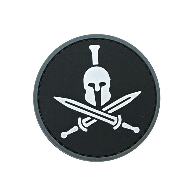 WARAGOD Round Spartan Molon Labe klettabzeichen schwarz 6cm