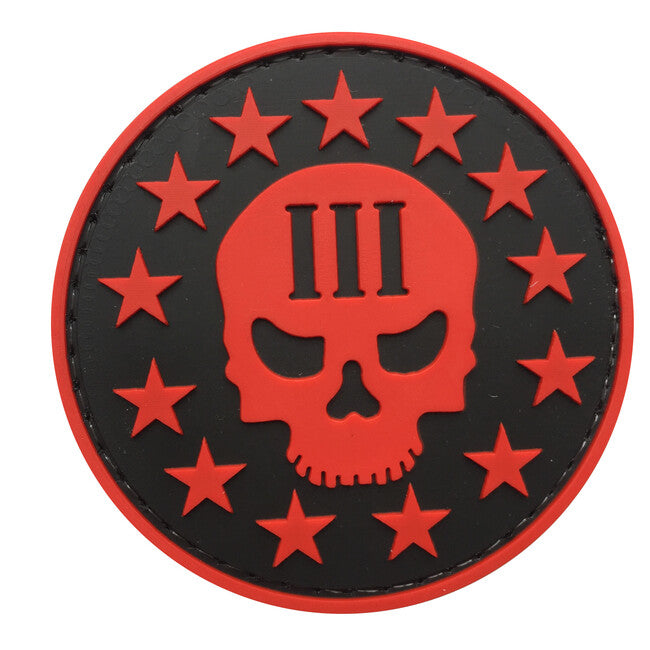 WARAGOD Three Percenter with Skull Face 6cm Klettabzeichen