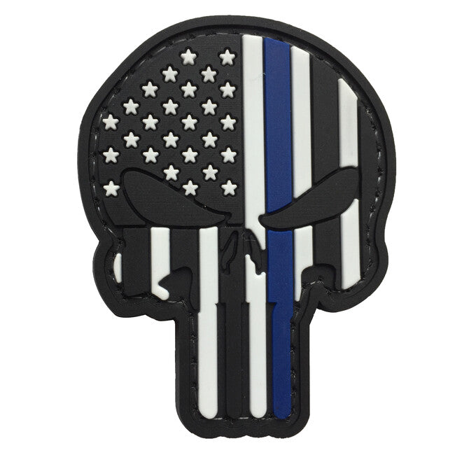 WARAGOD Punisher 3D Klettabzeichen US Patriot blue line 7.5x5cm