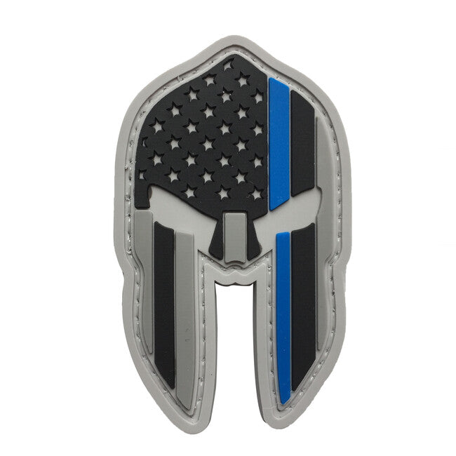 WARAGOD Spartan Helmet 3D klettabzeichen blue line 7x4.2cm
